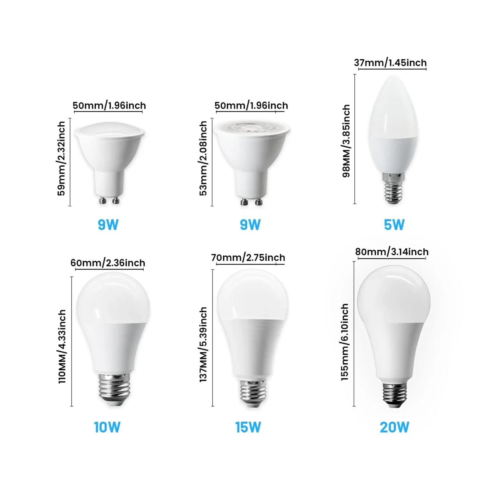 eufeifeiegds Lampadina LED dimmerabile 0-100% E14 E27 GU10 con dimmerazione a 3 colori 3000K 4000K 6000K, senza sfarfallio, attacco a baionetta(NaturalLight4000K,A80 20W_YES_AC220-240V)