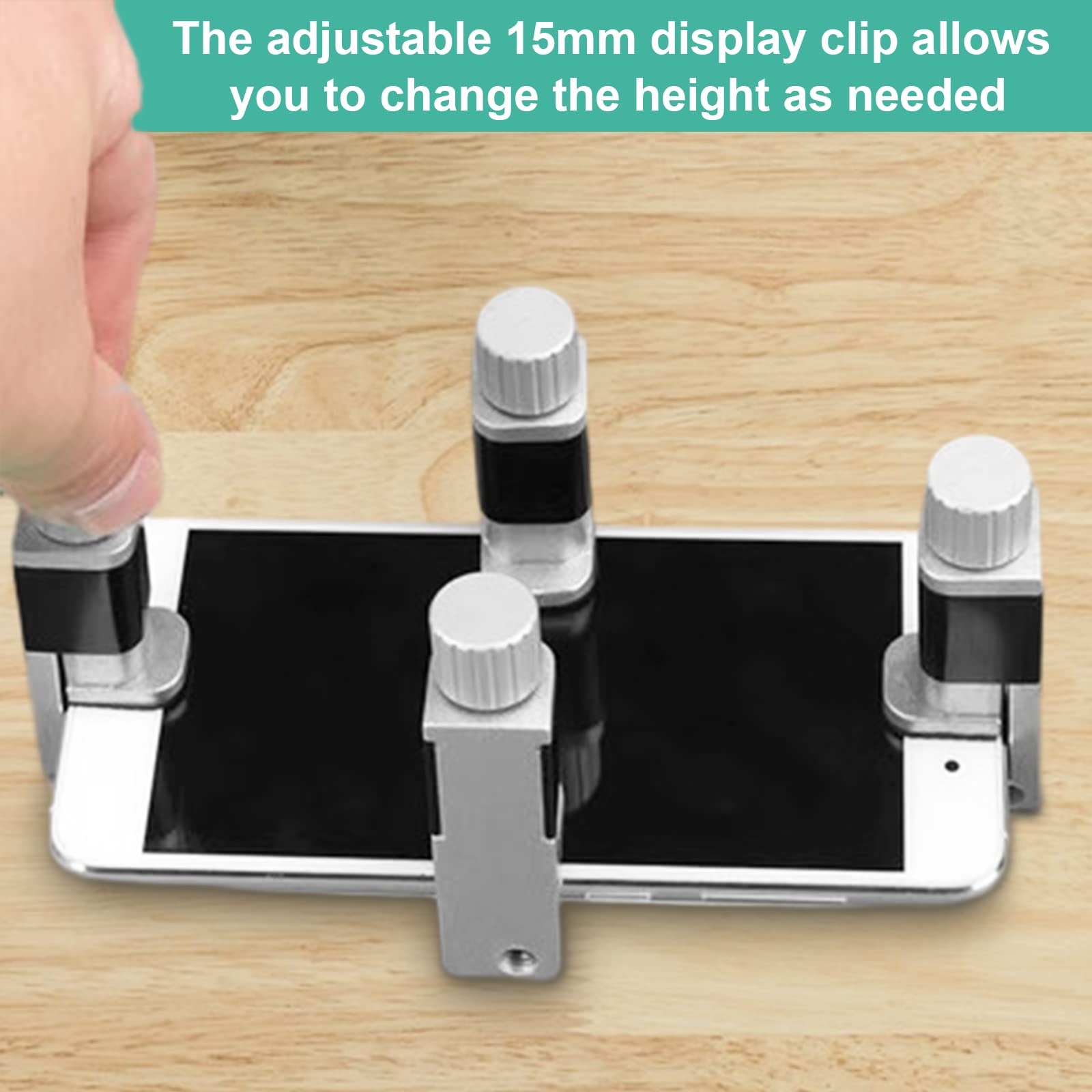 4 Pezzi Morsetti Smartphone di Fissaggio Regolabile per Schermo LCD, Strumenti Morsetti per Display Smartphone Metalliche Morsetti Regolabile Schermo per Morsetti Telefono e Tablet