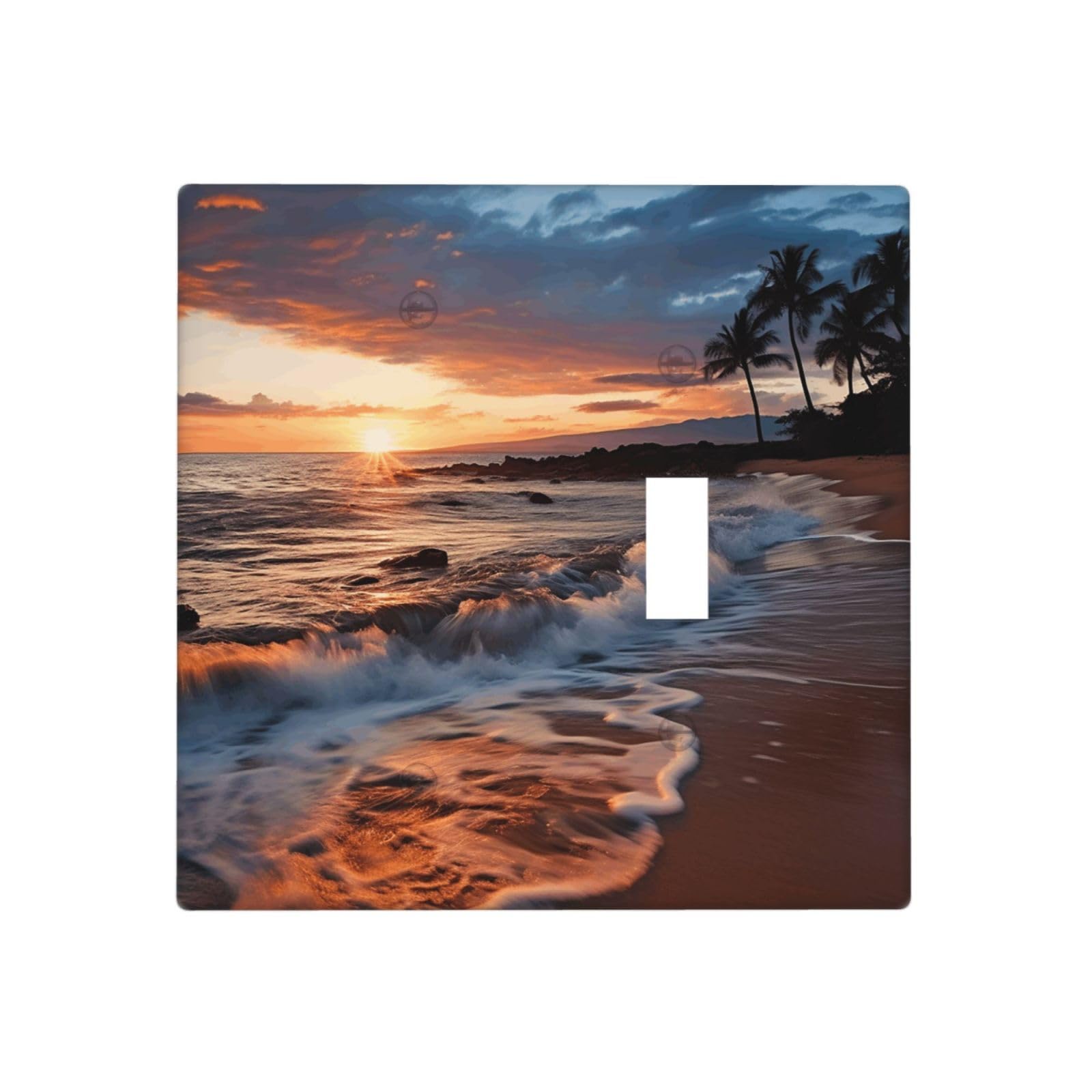 Decorator Wall Plate 2 Gang Light Switch Covers Beach Maui Hawaii Sunset Sea Waves Clouds Wallplate Double Toggle Switch Plate Mid-size Electrical Outlet Covers Decorative Wall Switch Plate Cover