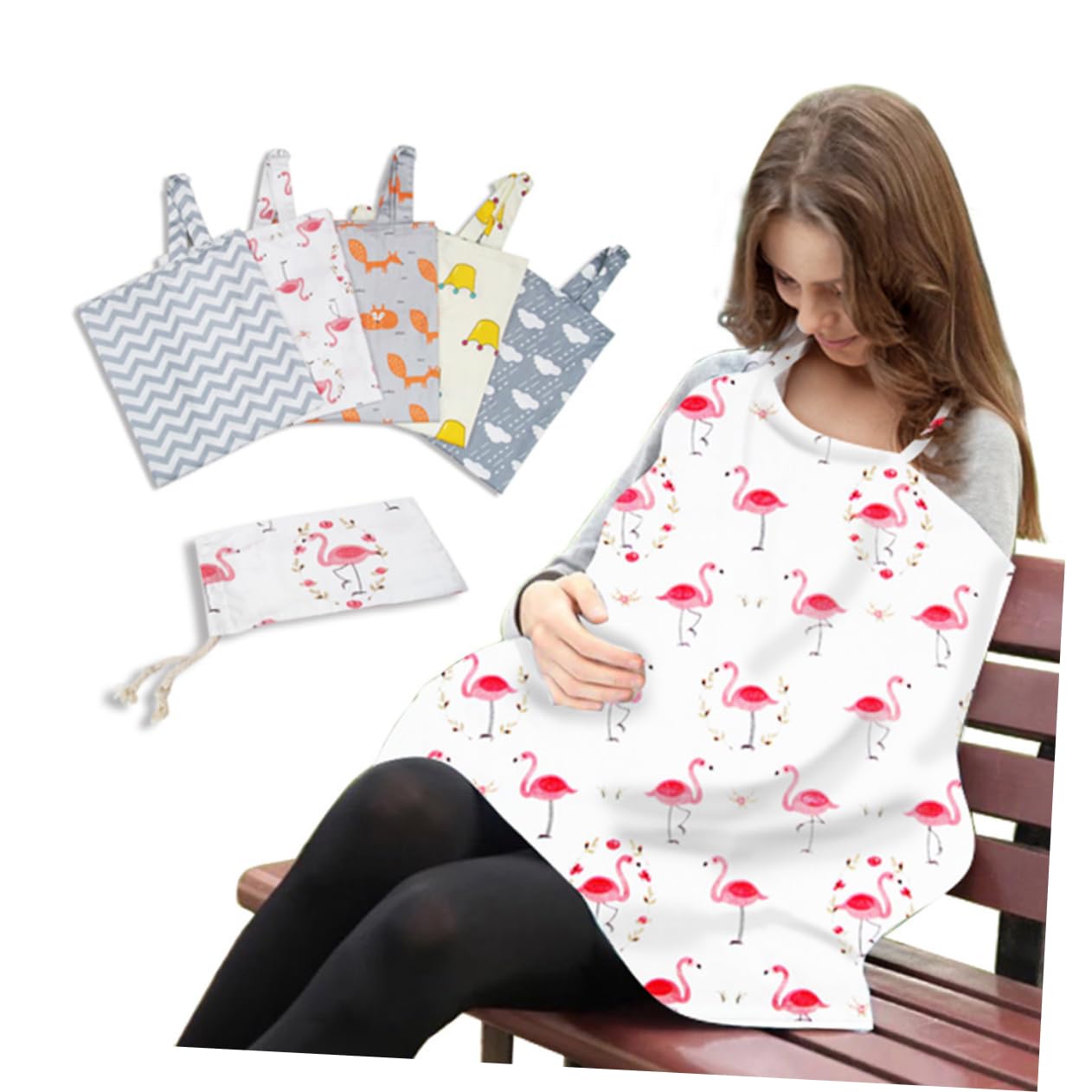 Amosfun 3stücke Stilldecke Aus Baumwolle Stillcover Für Mütter Vielseitig Einsetzbar Als Kinderwagen Und Autositzabdeckung Mit Praktischer Aufbewahrungstasche Flamingo