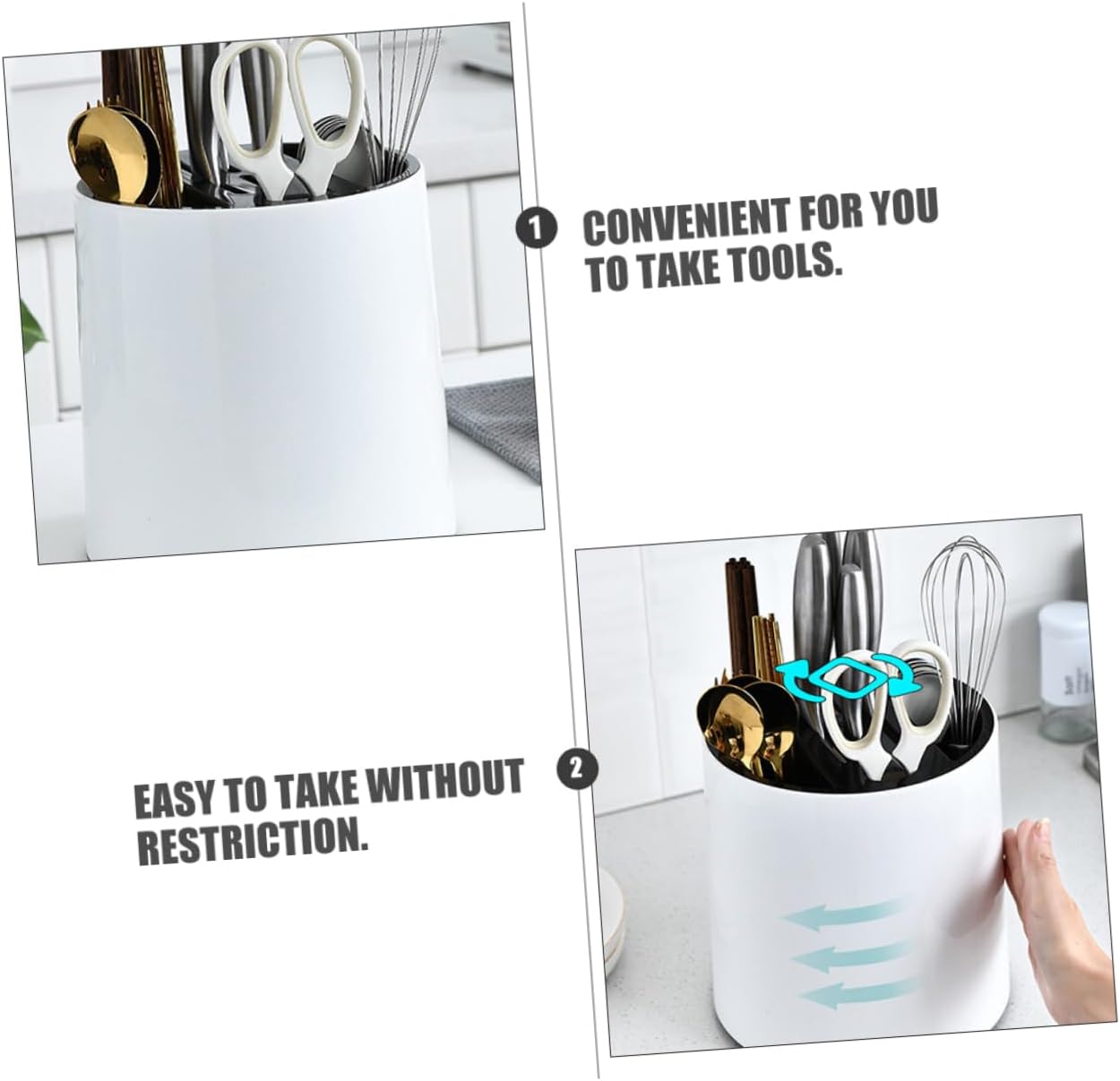Rotatable Cutlery Organizer Compact Kitchen Knife Storage Rack Tidy Counter Top Holder