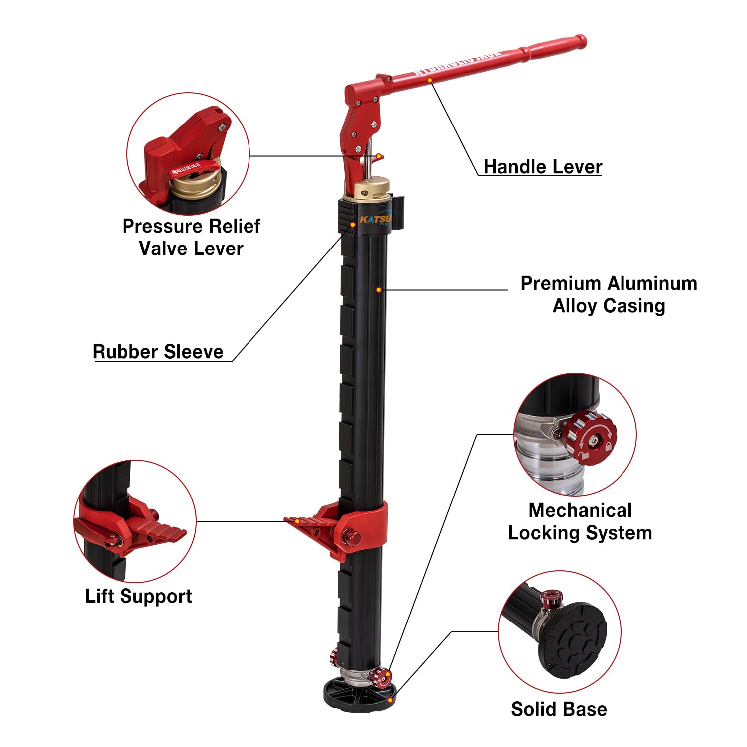 KATSU Farm Jack Heavy Duty, Cric Hydraulique 2 Ton Capacité de Charge, Alliage d'Aluminium, Cric de Levage Voiture Véhicule Offroad pour 4x4 VTT Tracteurs Camions 161199