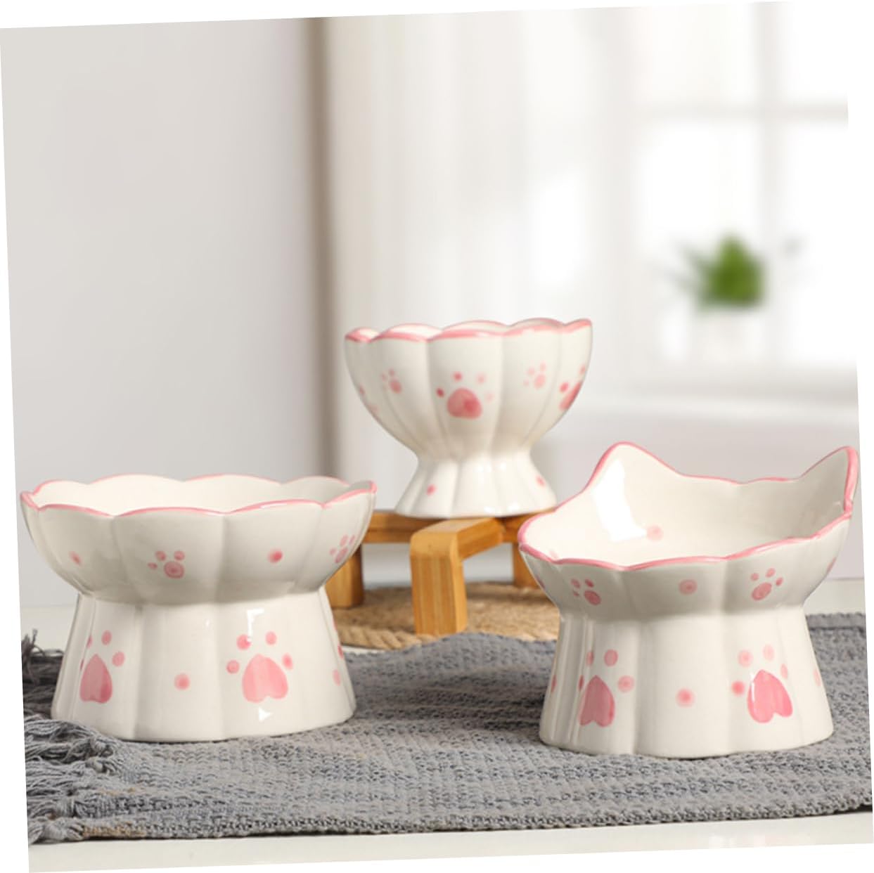 SUPVOX 2pcs Elevated Cat Bowl Tall Neck Guard Raised Pet Feeder for Whisker Friendly Feeding