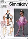 Simplicity Pattern 7351 Girls' Leotards, Skirts, Tutu, Bag and Hair Accessories, Size BB (5-6-7-8)