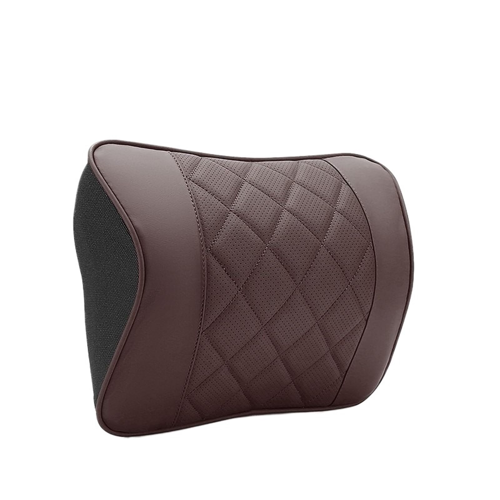 KVSWBRE Car Seat Pillow Nappa Leather Car Neck Cushion Waist Support Pillow Memory Foam Car Headrest Lumbar Support Seat Accessories(Coffee B - headrest)