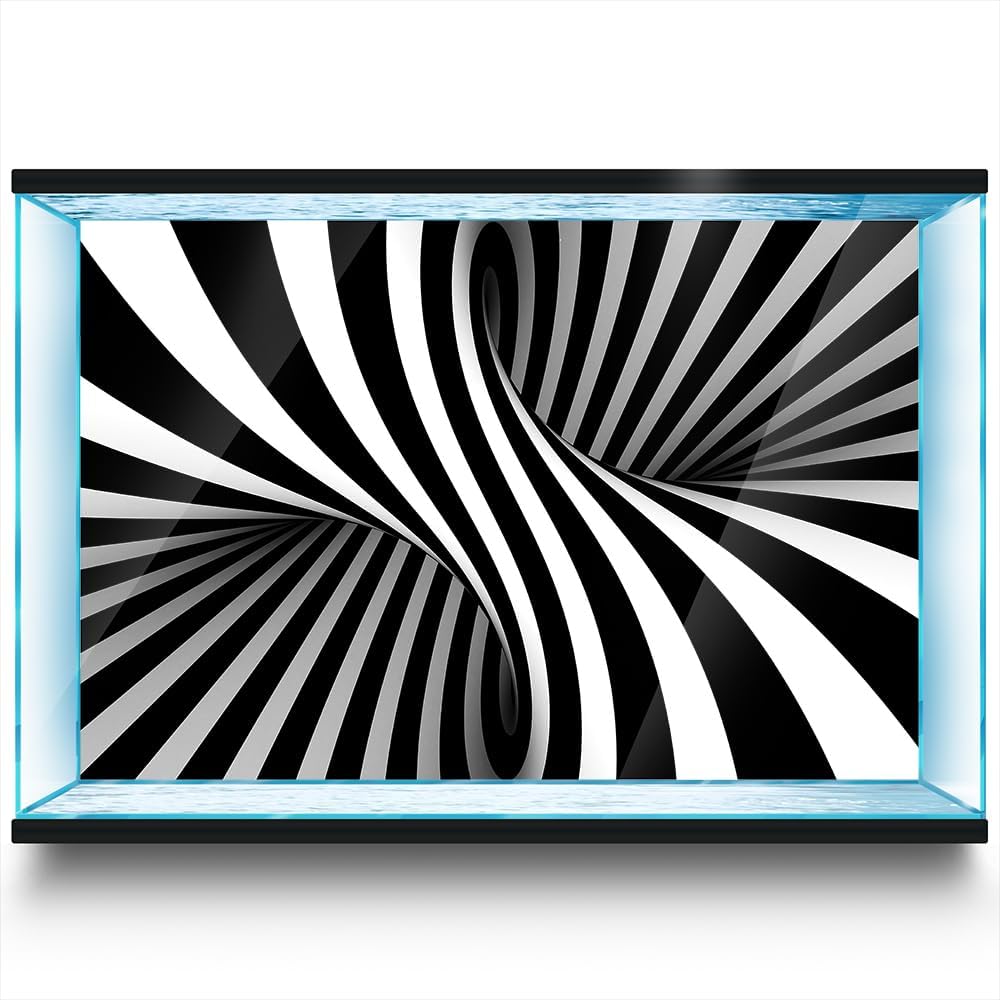 Aquarium Background Stickers - 3D Spiral Illusion - Self-Adhesive Fish Tank Reptile Terrarium Decor Poster (120 x 60 cm / (47.2 x 23.6 inches))