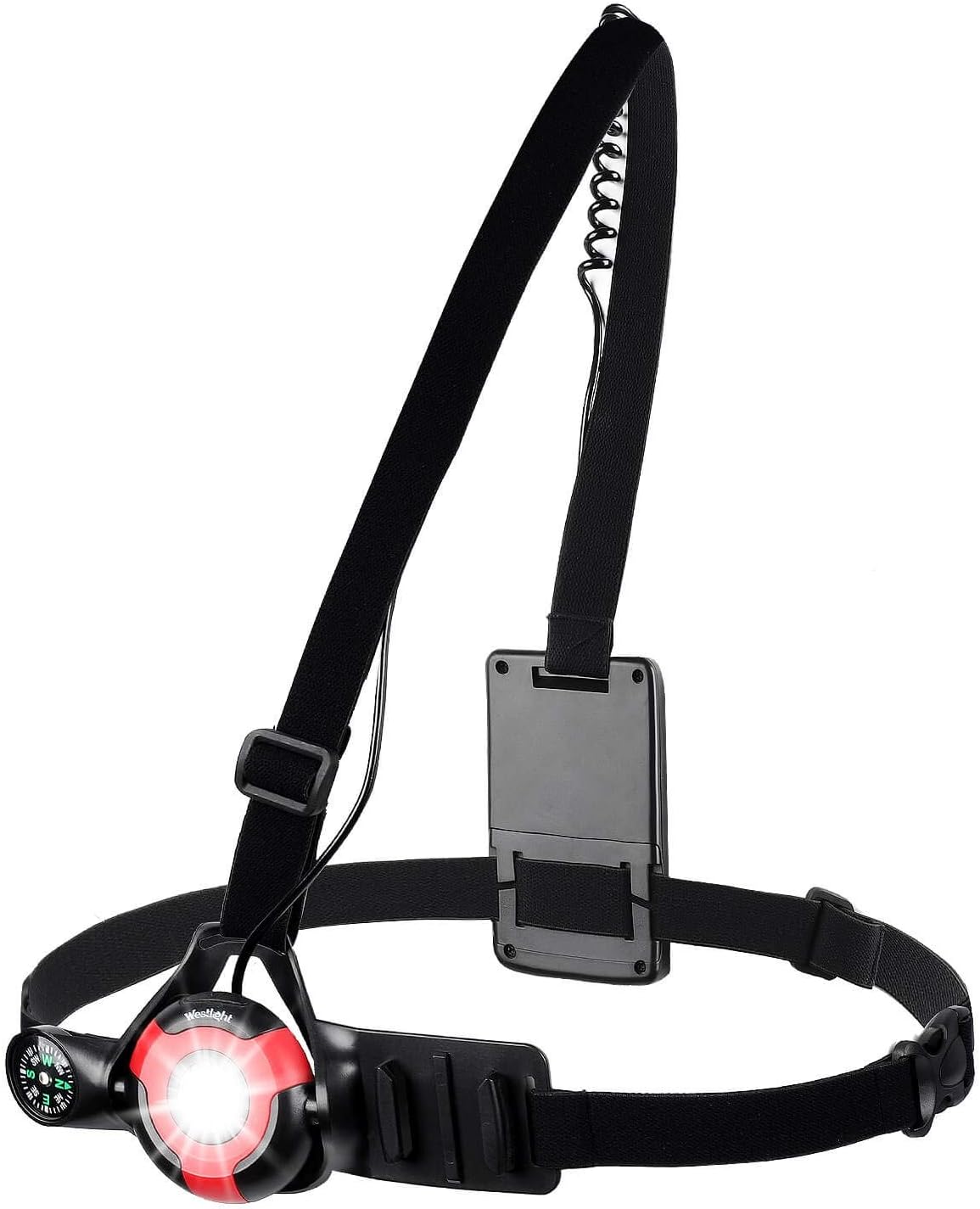 WESTLIGHT Running Chest Light Night Runners, Updated 90° Adjustable USB Rechargeable Sports Lamp, 500 Lumen 3 Lighting Modes Torch with Compass User for Gopro Action Camera, Jogging, Walking