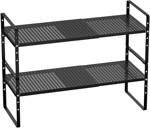 WEJIPP Organizador de estantes para gabinete, estante de especias expandible, estantes apilables de almacenamiento para cocina, despensa, encimera,