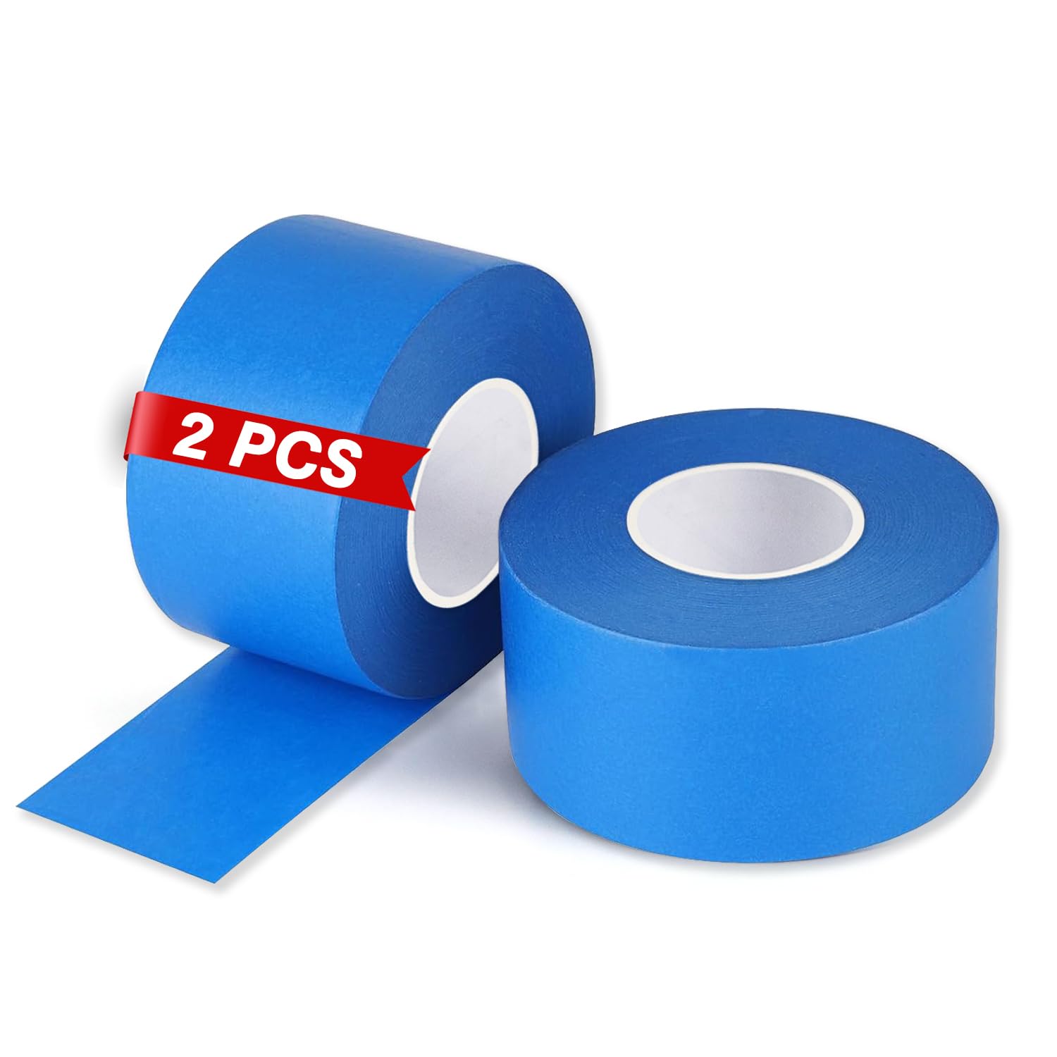 Qcdou Blue Masking Tape, 2 Rolls Painters Tape, 48mm x 50m Masking Tape for Painting, Waterproof, Low Tack Paper Tape, Wide Decorators Tape for DIY Crafts and Indoor Painting(B)