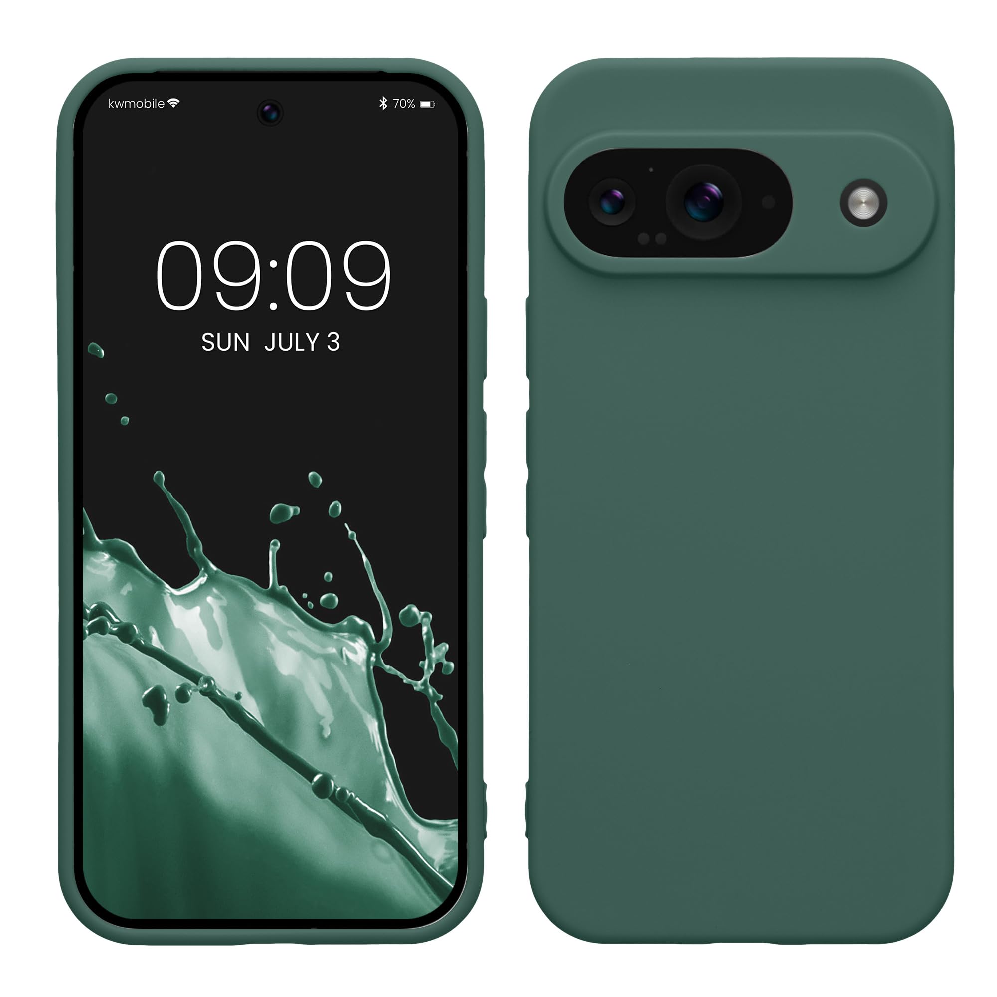 kwmobile Case Compatible with Google Pixel 9 Case - Protective Slim TPU Phone Cover - Soft Matte Finish - Forest Green