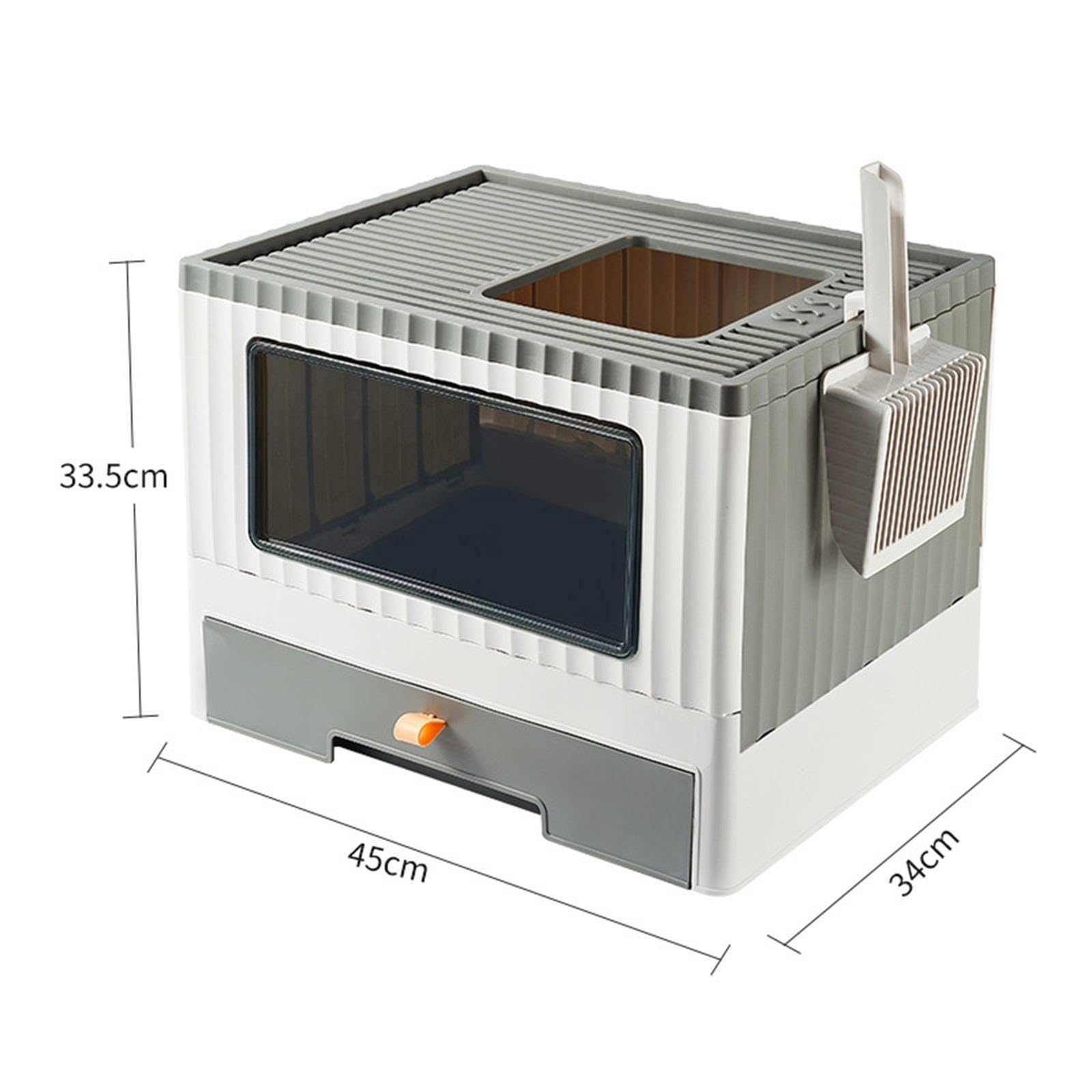 Caja de Arena para Gatos Completamente Cerrada con Tapa Bandeja Desmontable Diseño Plegable Evita Salpicaduras Fabricada en PP Adecuada para Mascotas