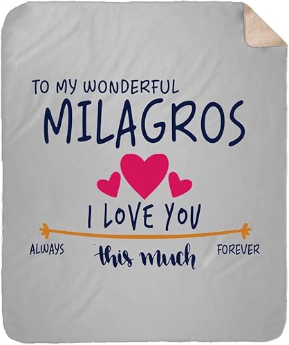 FamilyGift to My Wonderful Milagros, I Love You This Much Always, Forever - Plush Fleece Blanket, TV Blanket with First Name 60x80 Inch