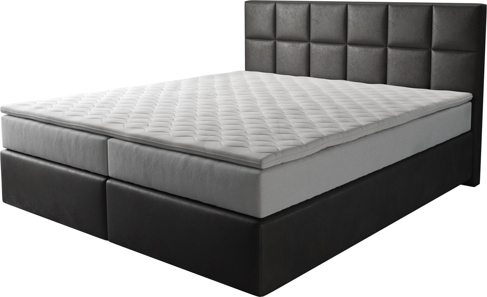 DELIFE Boxspringbett Dream-Fine Mikrofaser Anthrazit Vintage 180x200 cm