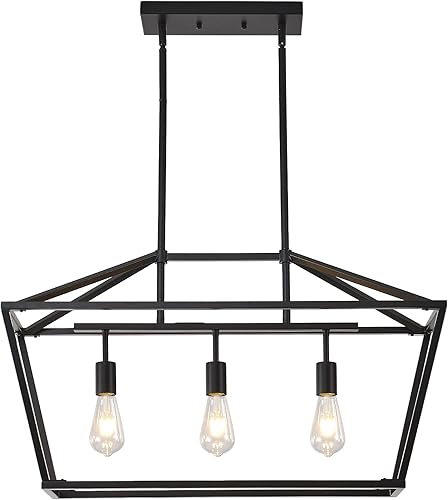 Miniatura 7 de HQZBPT Candelabros de isla de cocina de 34.5 pulgadas para comedores, iluminación colgante, color negro mate, 5 luces colgantes de granja para isla