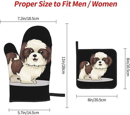 Miniatura 4 de Shih Tzu - Juego de 3 manoplas para horno y ollas para perros, resistentes al calor, para cocinar a la parrilla, barbacoa