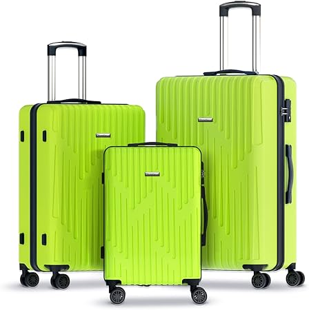 review Strenforce Luggage Sets Hardside Durable Suitcase Double Wheels TSA Lock 3-Piece Set (20/24/28),apple green