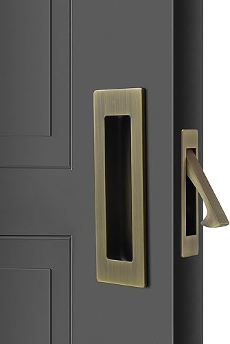 Miniatura 9 de Dontay Manijas de Puerta Corrediza de Bolsillo, Herrajes de Puerta de Bolsillo de Acero Inoxidable 304 Sin Seguro, Tiradores de Dedo Empotrados al