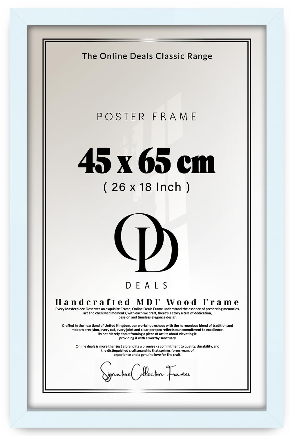 OD Deals 45x65 cm (17.7x25.6 Inch / 450x650 mm) MDF Poster Frame | Sleek Wall Frame with Shatterproof Acrylic Front (White)