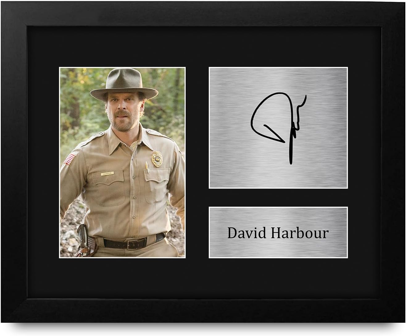 HWC Trading David Harbour Stranger things Jim Hopper Framed Gifts Printed Signed Autograph Picture for TV Memorabilia Fans - US Letter Size