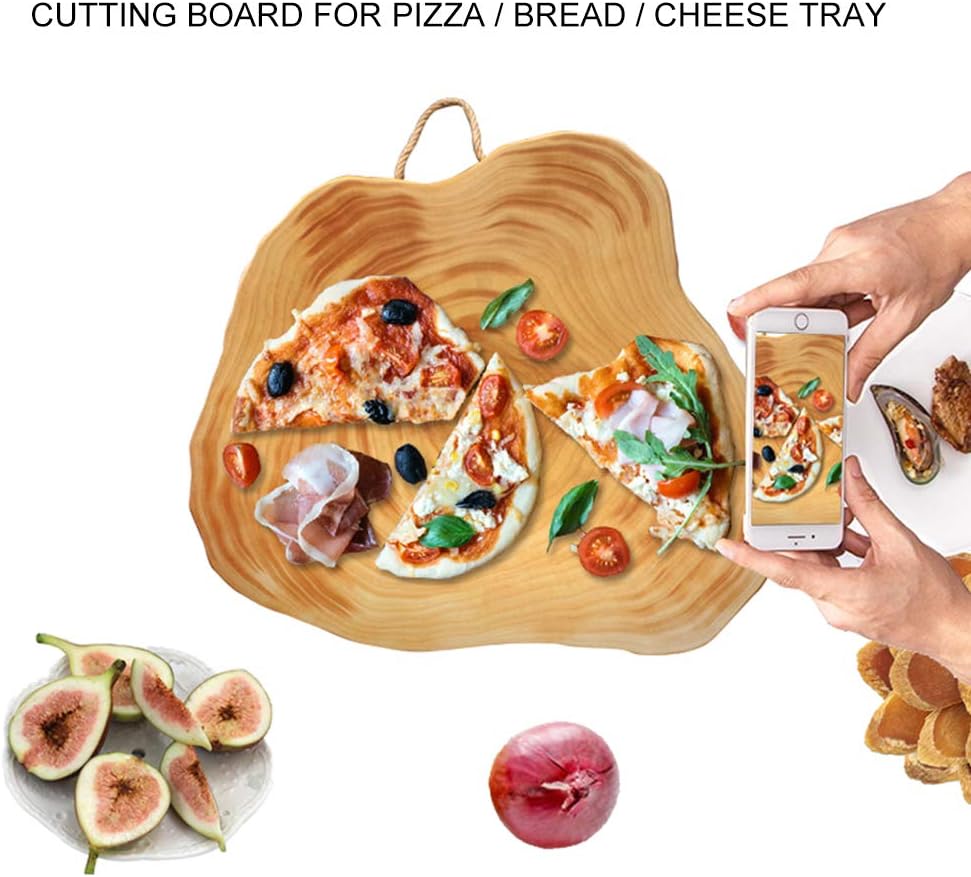 Choing Boardginkgo Wood Cutting Board Irregular Sha 5Cm Thick Kitchen Cutting Board Vegetable/Fruit/Cheese/Bread/Pizza Cutting Board Tray Gift for Friends and Family