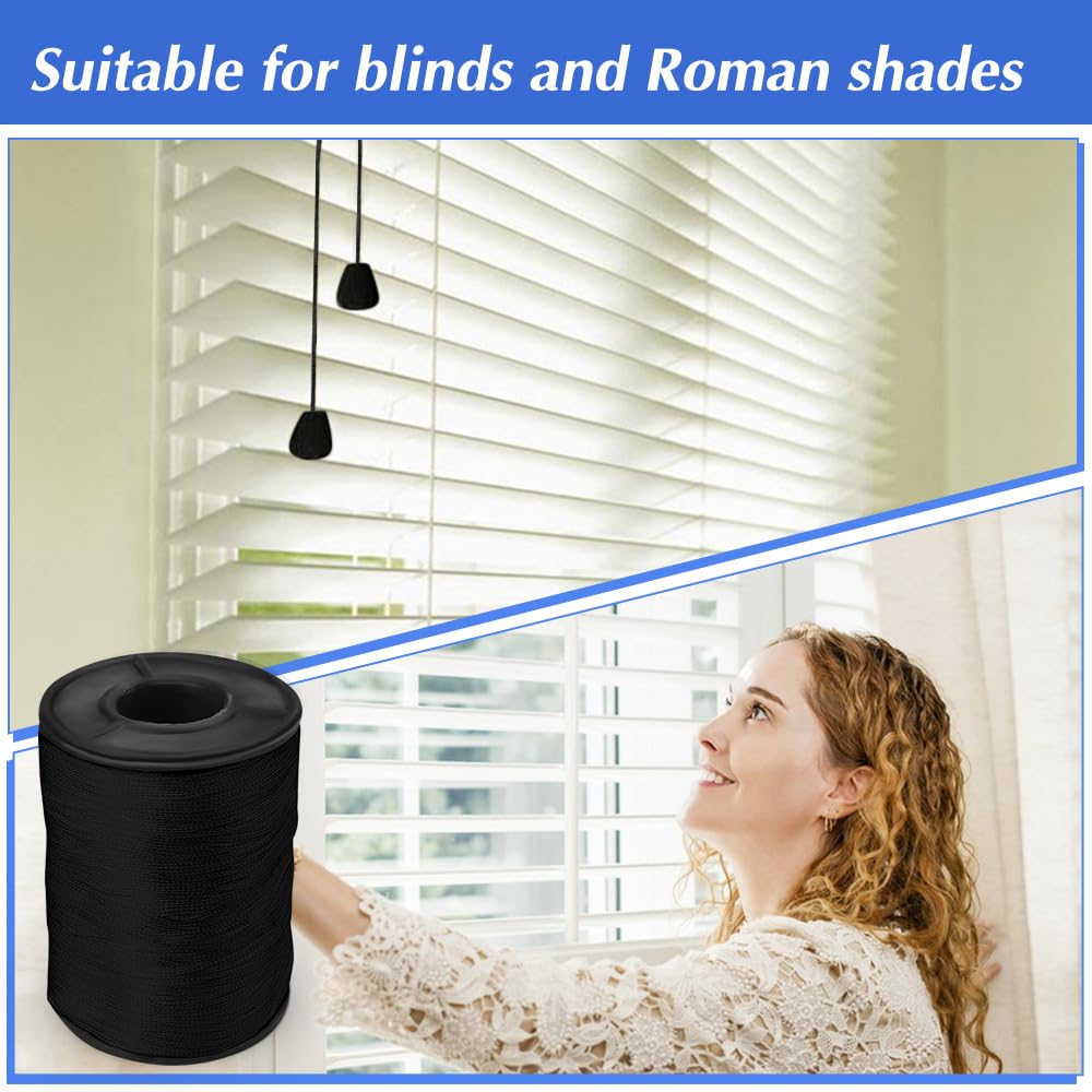 Cordino Per Tende 1mm X 150 Yards - Nero, Per Sostituzione E Fai Da Te - Foto 8