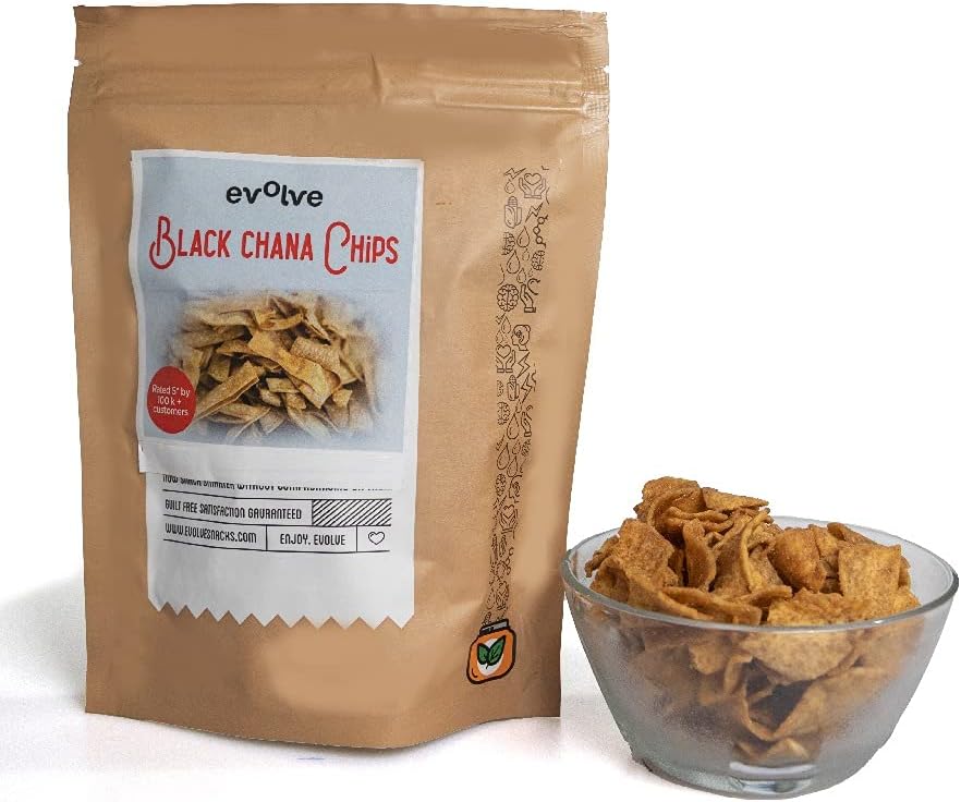- Evolve Black Chana Chips Healthy Snacks for Kids, Adults | High Protein, Gluten Free, Vacuum Fried, Weight Loss Snack, No Additives, Masala Flavor - 100g Pack of 2
