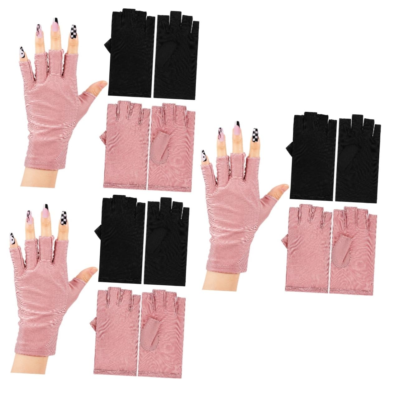 minkissy 6paia Guanti Per Manicure Uv Elasticizzato Di Guanti Senza Per Unghie Gel Solare Per Manicure e Attività All Aperto Colori