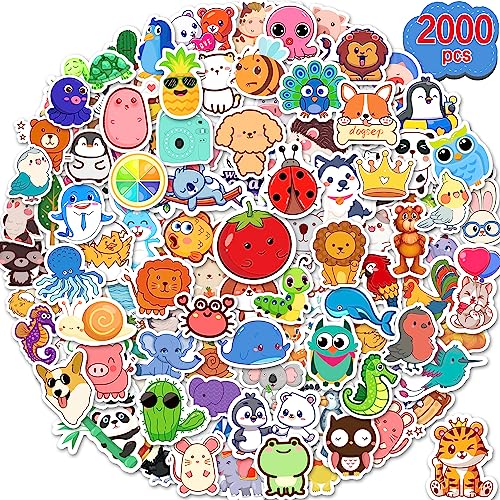 2000 Pcs Kids Sticker Pack - Kawaii Vinyl Water Bottle & Laptop Decals