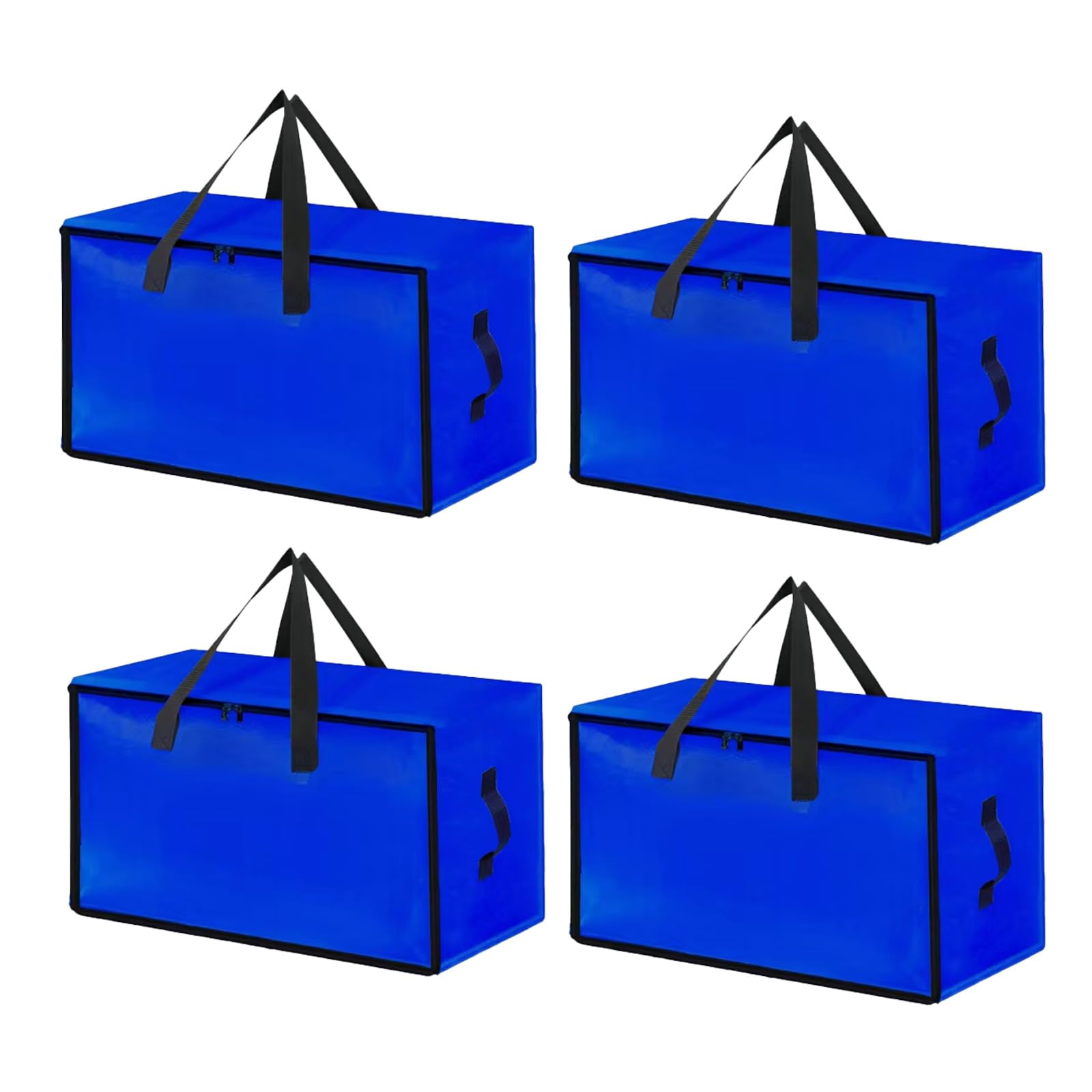Froxique 4 Pack Heavy-Duty Oversize Large Storage Bag Organizer with Zips and Tag Pocket for Moving, Clothes Storage, Laundry Bag, Packing, House Solutions(Blue)