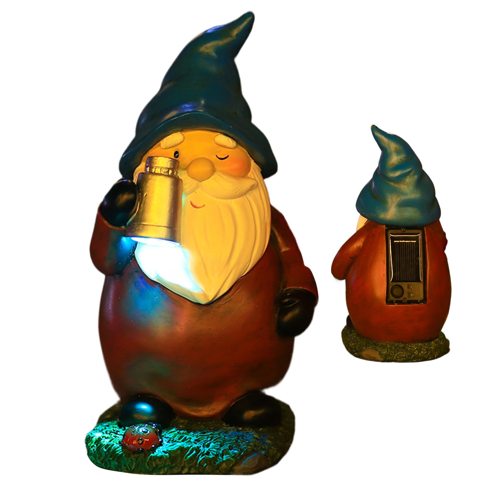 Gnomes de jardin solaire décoratifs pour pelouse et extérieur résistant