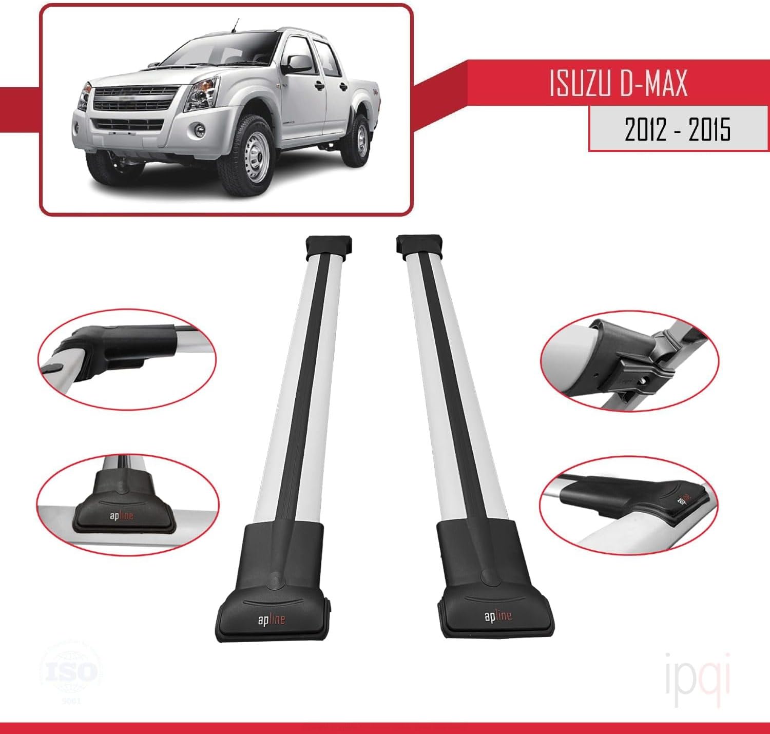RE&AR Tuning Cross Bar for Isuzu D-MAX 2012-2020 Roof Racks Aluminium Gray