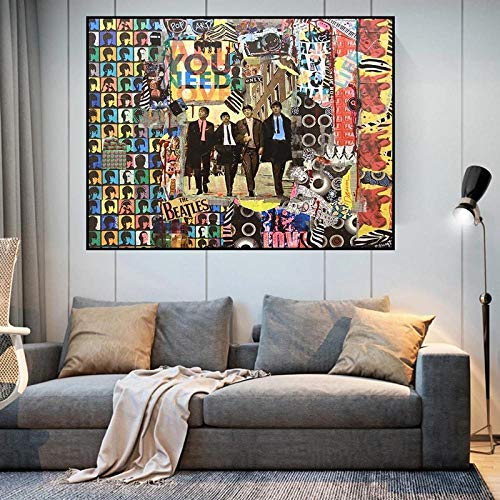XuFan British Rock Band Beatles Abstrait Graffiti Mur Art Toile Peinture Moderne Affiche et Imprime des Images dans Le salon décor à la Maison 50x70cm sans Cadre - Les Beatles, Paul McCartney, John Lennon, RIngo Starr, George Harrison XuFan British Rock Band Beatles Abstrait Graffiti Mur Art Toile Peinture Moderne Affiche et Imprime des Images dans Le salon décor à la Maison 50x70cm sans Cadre – Image 5