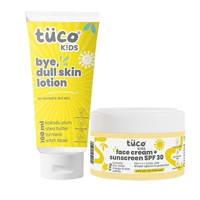 Tuco® Kids Dull Skin Lotion (100ml) & Sunscreen Cream (50gm) | Combo Pack of 2 | Safe for Kids and Baby | SPF 30UVA/UVB 