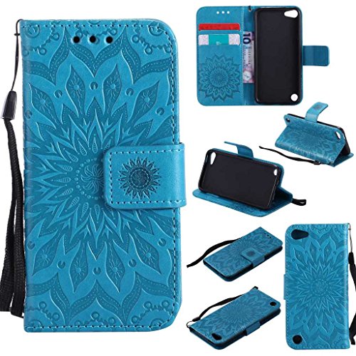 Xiaomi Redmi Note 7 Case, KKEIKO Xiaomi Redmi Note 7 Flip Leather Wallet Case Notebook Style, Sun Flower Design Shockproof Cover for Xiaomi Redmi Note 7 - Blue