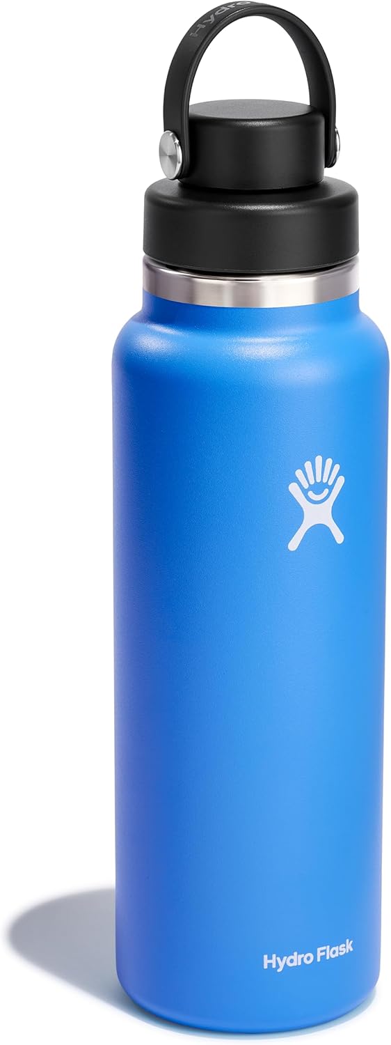 Hydro Flask Water Bottle - Insulated Stainless Steel - Wide Mouth Flex Chug Lid, Non Spill, Leakproof in 40 Oz Cascade Blue - Image 2