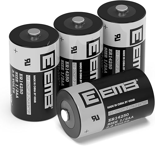 EEMB 1/2 AA Tamaño 3.6V Baterías de litio ER14250 LS14250 3.6Volt 1200mAh Batería de un solo uso 4Pack