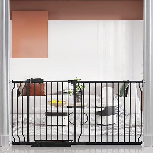 Puerta de seguridad extra ancha para bebés, puertas de seguridad para interiores, puerta grande de metal blanco, puerta grande para mascotas,