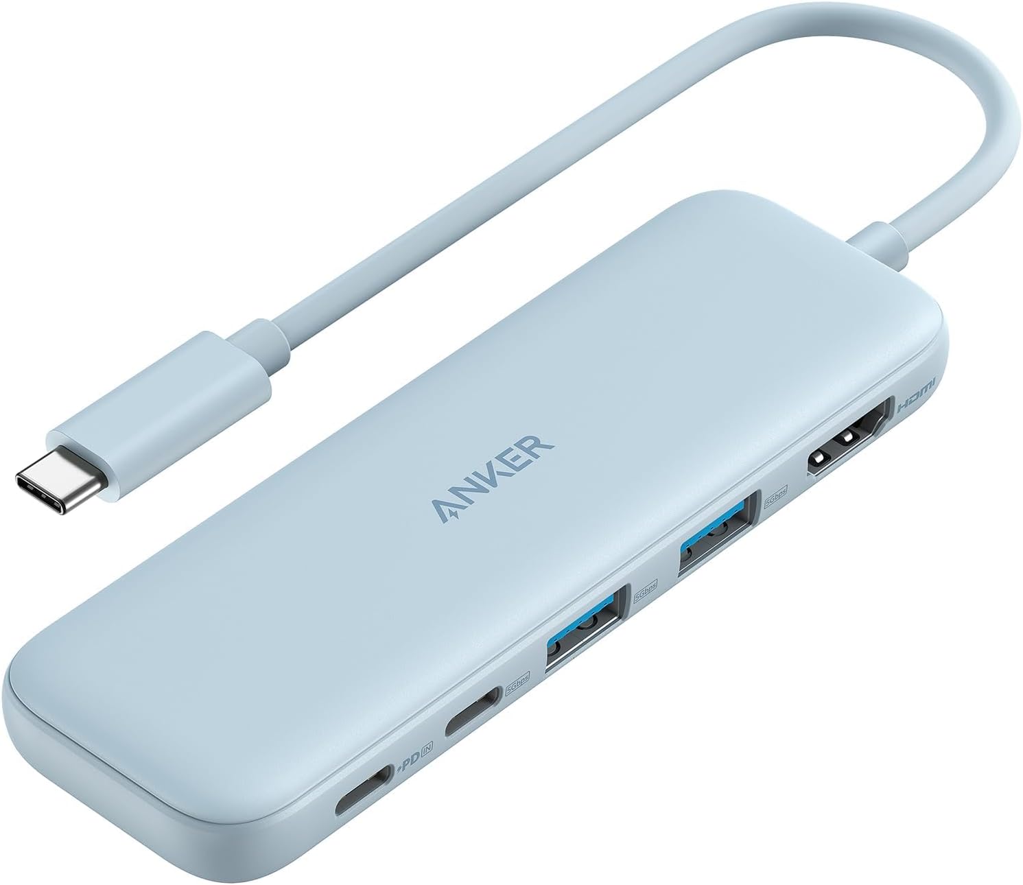 332 USB-C Hub (5-in-1) with 4K HDMI Display, 5Gbps USB-C Data Port and 2 5Gbps USB-A Data Ports and for MacBook Pro, MacBook Air, Dell XPS, Lenovo Thinkpad, HP Laptops and More(Blue)