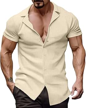 Camisa De Punto Gofrado Con Botones, Chaqueta De Novio De Gr | Cuotas