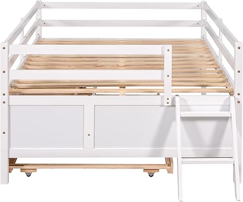 Miniatura 84 de Quarte Sofá cama multifuncional de tamaño individual con nido y estantes plegables en ambos lados, sofá cama con marco de madera y listones, para