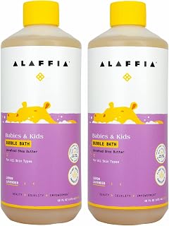 Alaffia Babies & Kids Bubble Bath, Lemon Lavender 2-Pack – Gentle Tear-Free Formula for Sensitive Skin Care, Baby Essentials, 16 Fl Oz Ea