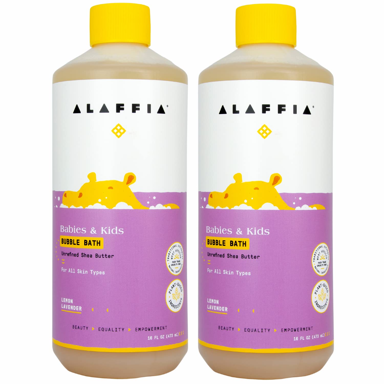 Alaffia Babies &amp; Kids Bubble Bath, Lemon Lavender 2-Pack – Gentle Tear-Free Formula for Sensitive Skin Care, Baby Essentials, 16 Fl Oz Ea