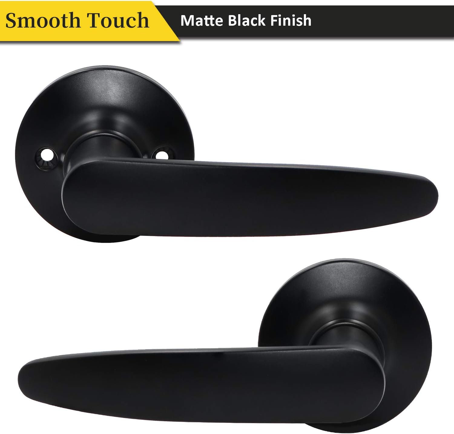 Gеt Sресіаl Prісе 4 Pack Matte Black Closet Door Handle, Straight Passage Door Handle Lever set for Hall Closet Doors, Non-Locking Keyless Interior Door Handle Reversible for Right & Left Side