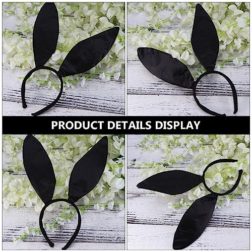 FRCOLOR 2pcs Bunny Ears Headbands Rabbit Ear Ears Headbands Hair Band Bunny Costume Accessories, Black, 25X16CM - Image 3