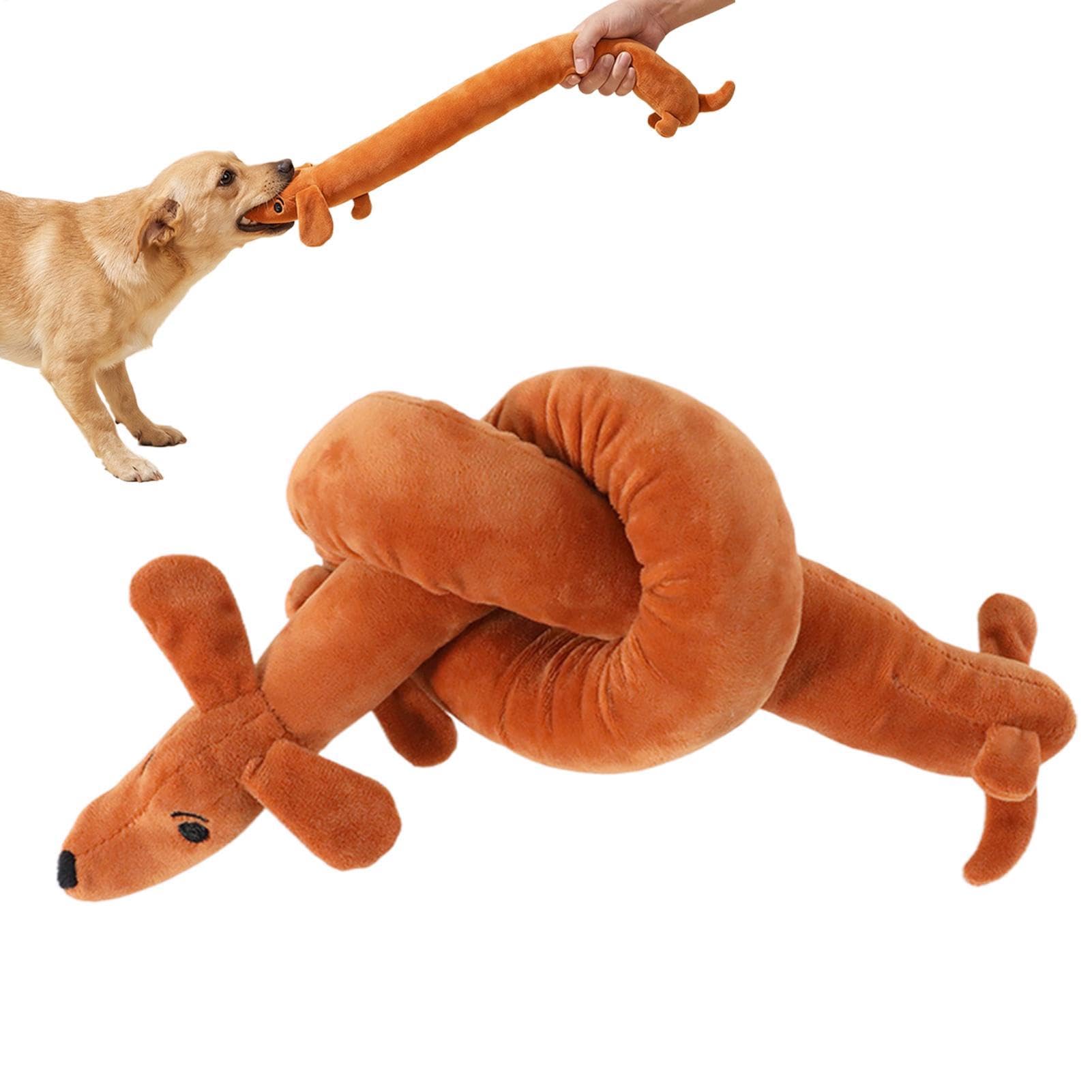Wiener Canine Plaything - Squeaky Plush, Puppy Teether, Dachshund Shape Toy Engaging Interactive Sounder | Durable Soft Texture Stimulating Intellectual Exercise for Indoor Play Training