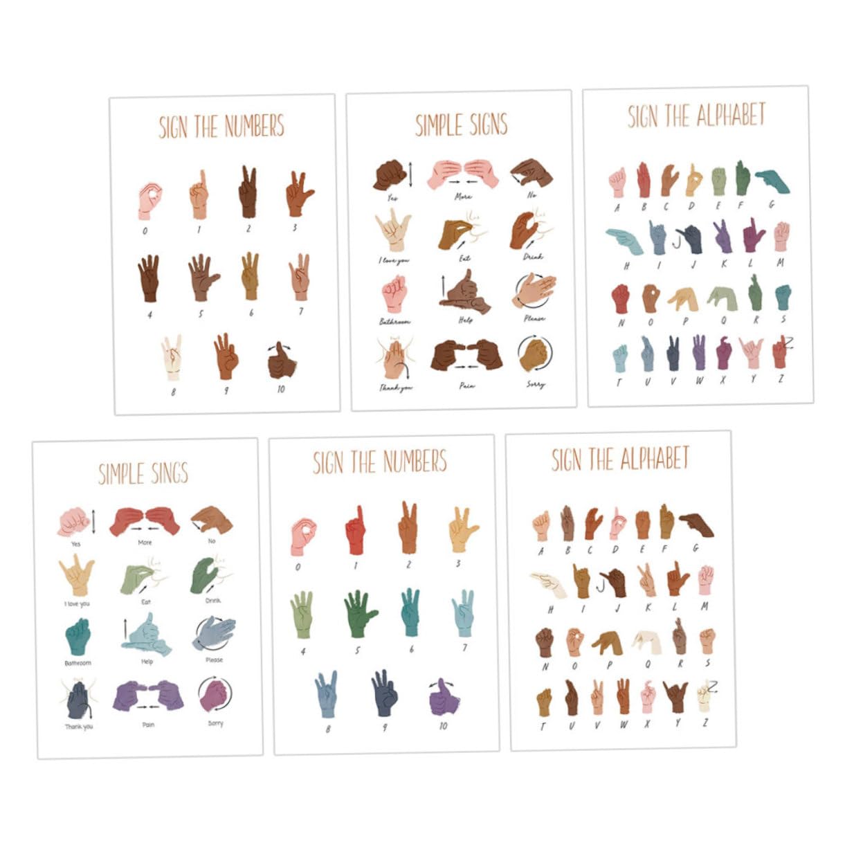 MUCKLILY 30pièces Posters Alphabet Et Chiffres Langue Pour Garçon Fille Décorations Murales Éducatives Pour Salle De