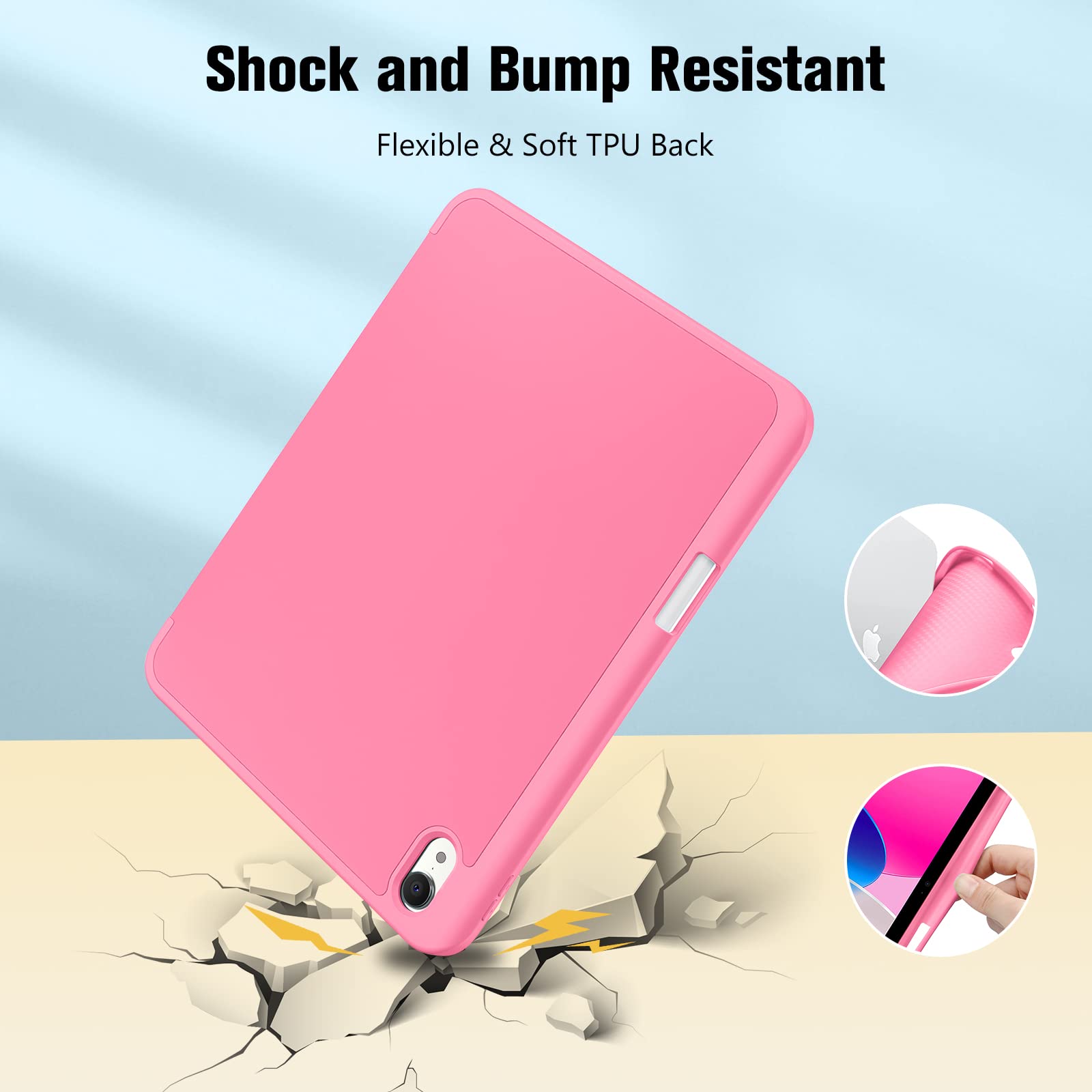 EasyAcc toetsenbordhoes compatibel met iPad 10e generatie 10,9 inch 2022 met schermbeschermer, [QWERTZ Duits], verwijderbare toetsenbordbeschermhoes met penhouder, blauw