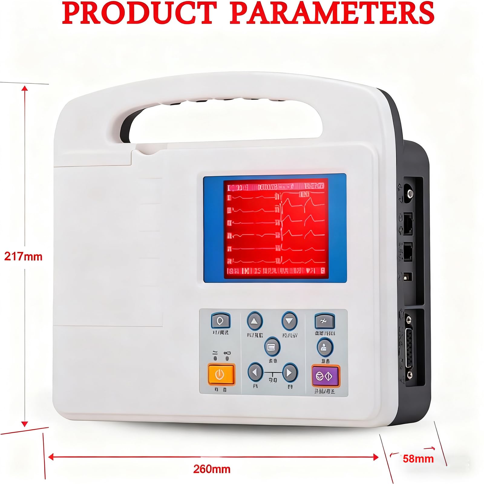 Tragbares EKG-Gerät, 12-K-Digital-EKG-Herzmonitor Mit Farb-LCD-Display und Thermodruckpapier, Professioneller EKG-Patientenmonitor Für Krankenhaus, Klinik, Intensivstation Und Heimgebrauch