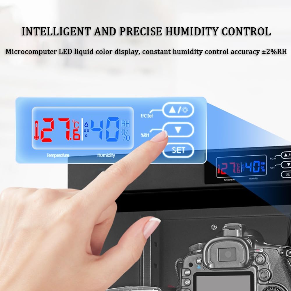 Cámara De Gabinete Seco De 2 Capas, Control De Control Digital De 30l, Gabinete Automático De Cámara Táctil con Luces Led Y Temperatura Constante, Equipo De Fotografía Caja Humedad Seca Electrónica