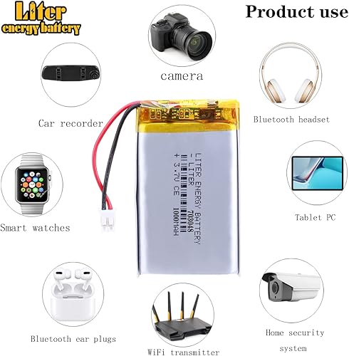 Miniatura 5 de batería recargable 703048 del polímero de iones de litio de la batería 1000mAh de 3.7V Lipo con el conector de JST